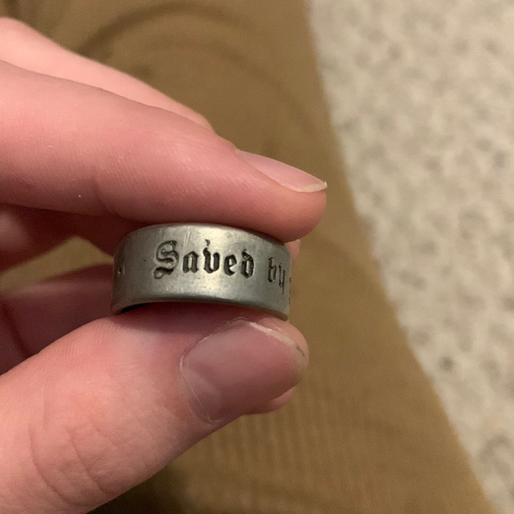 Metal faith ring.